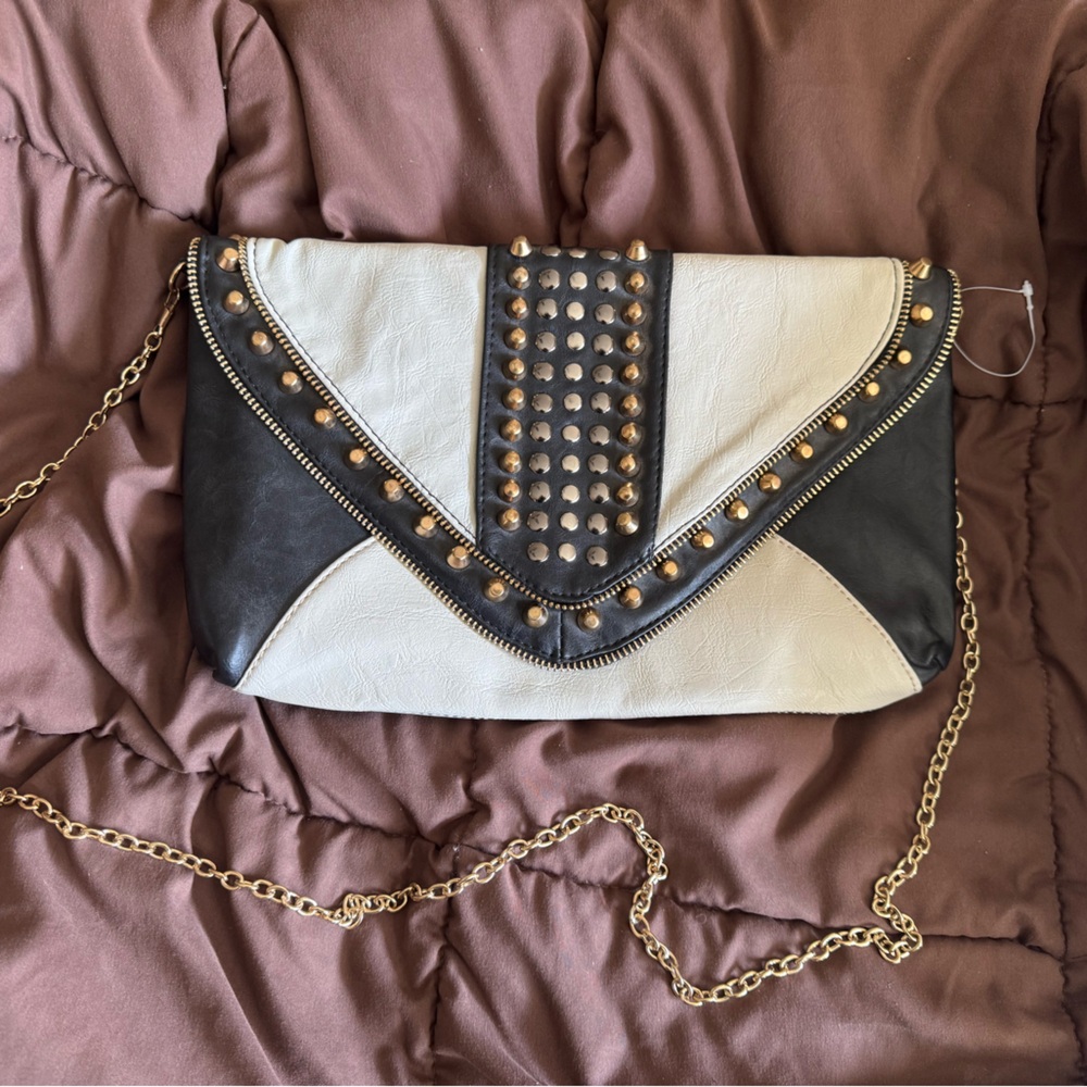 Black Faux Leather Studded Purse New!!